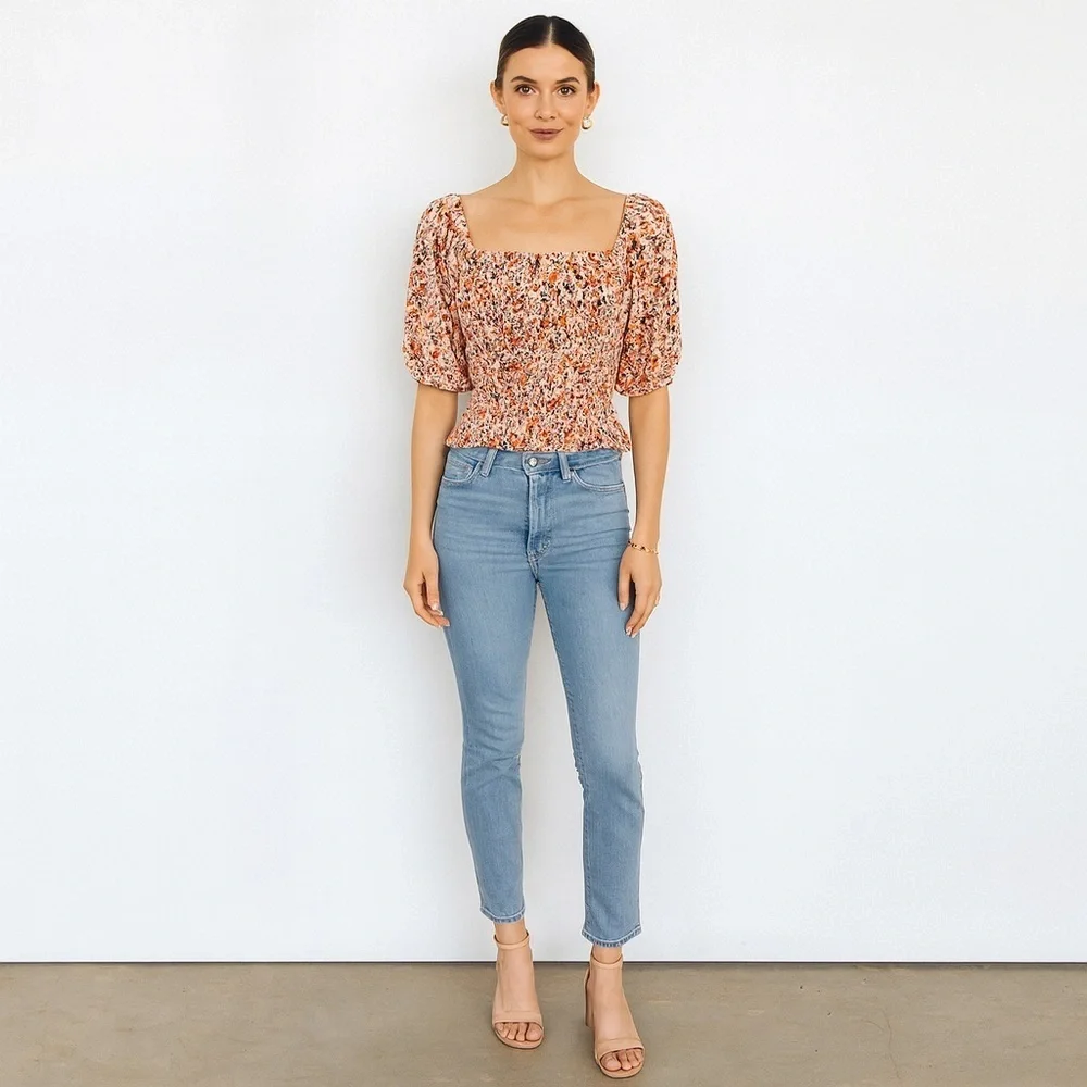 New Old Navy Floral Paisley Puff Sleeve Blouse Top Size XS Petite